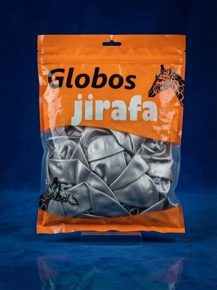Paquete De Globos Jirafa Cromado - R18 Plateado 25pz