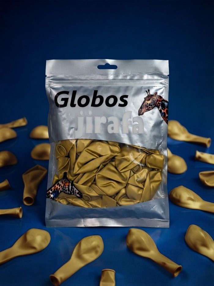 Paquete De Globos Jirafa Cromado - R10 Oro Intenso 50pz