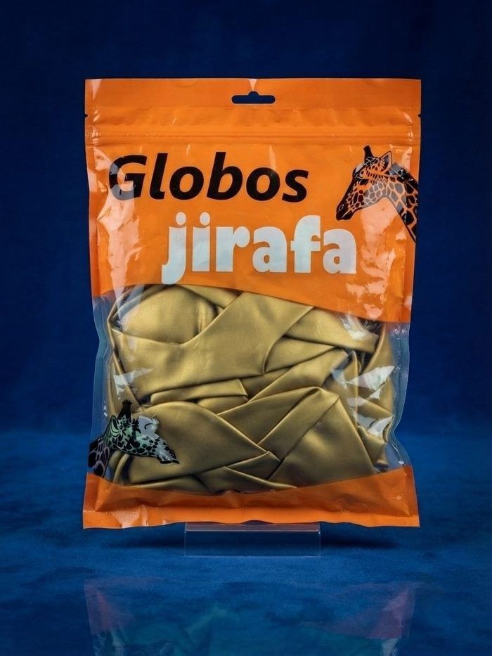 Paquete De Globos Jirafa Cromado - R18 Oro Intenso 25pz