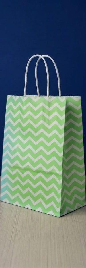 Bolsa Kraft Estampada (M) - Verde Lineas Blanca