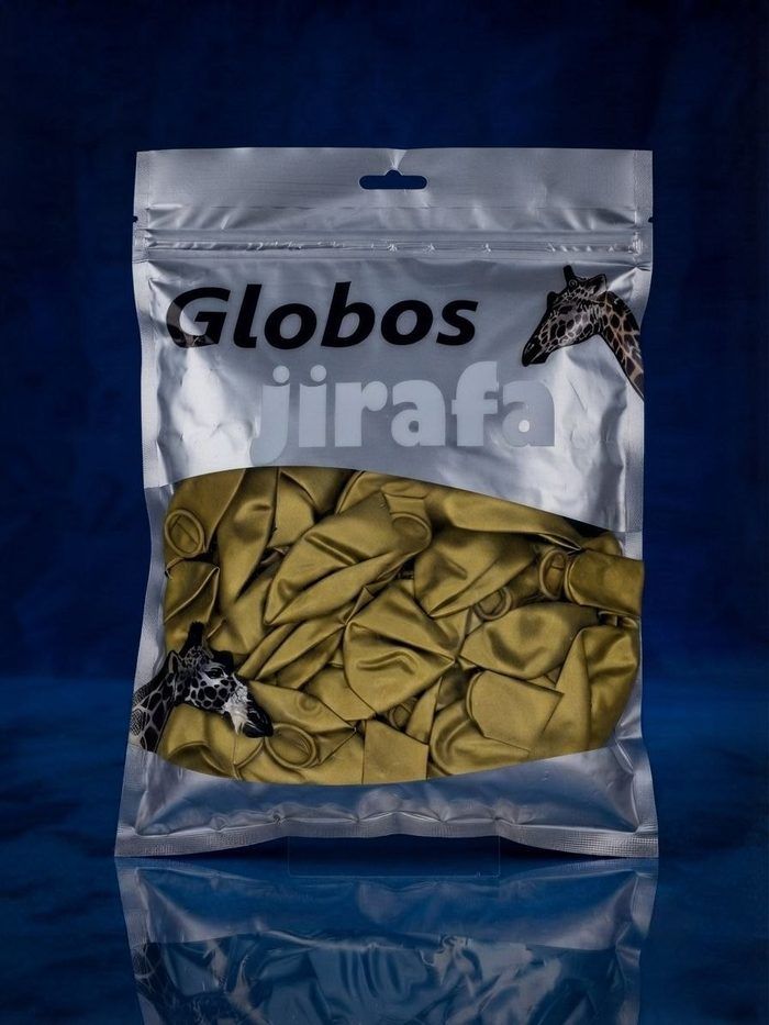 Paquete De Globos Jirafa Cromado - R10 Oro Intenso 50pz