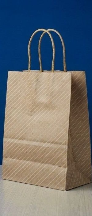Bolsa Kraft Estampada (P) - Rayas Blanca