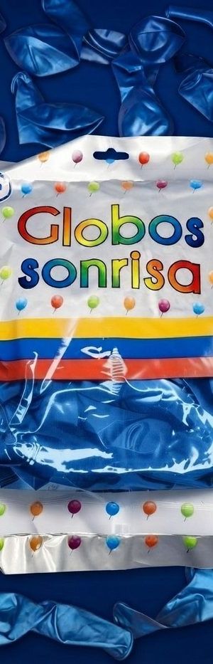 Paquete De Globos Sonrisa - Azul Rey Cromado