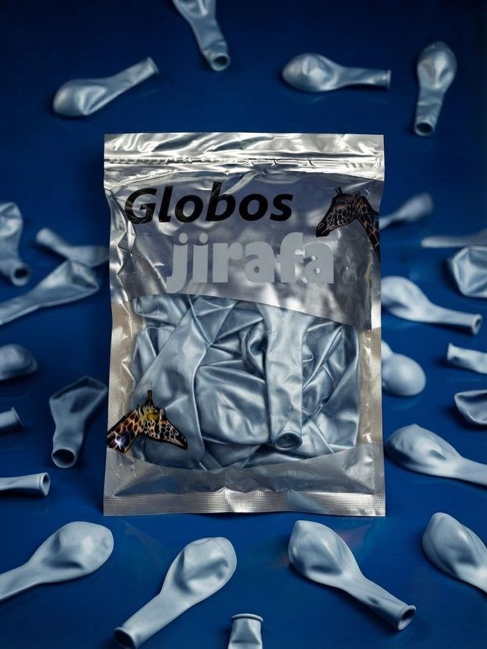 Paquete De Globos Jirafa Cromado - R10 Oro Azul Bebe 50pz