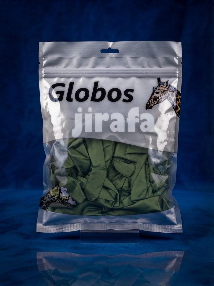 Paquete De Globos Jirafa Cromado - R10 Verde Aguacate 50pz