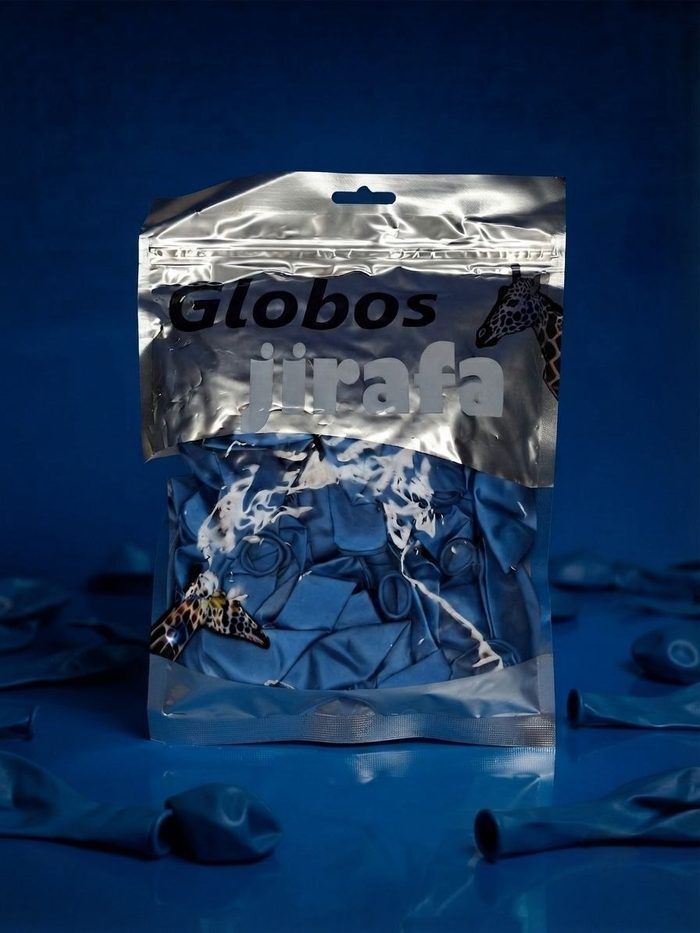 Paquete De Globos Jirafa Cromado - R10 Azul 50pz