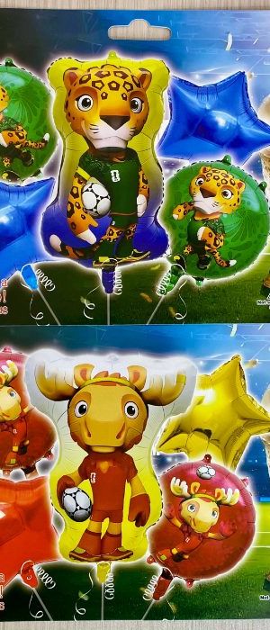 Set De Globos 5pcs Futbol (Mascotas Del Mundial)
