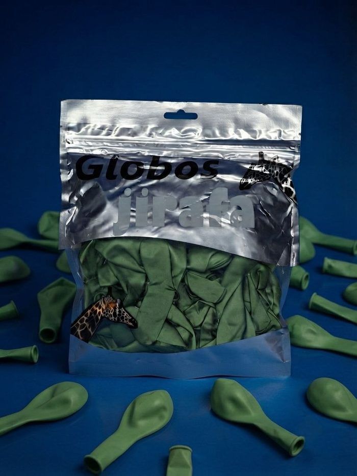 Paquete De Globos Jirafa Cromado - R10 Verde Aguacate 50pz