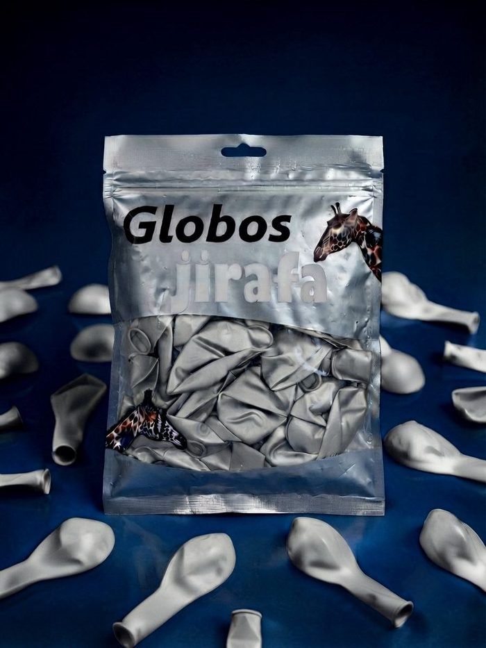 Paquete De Globos Jirafa Cromado - R10 Plateado 50pz