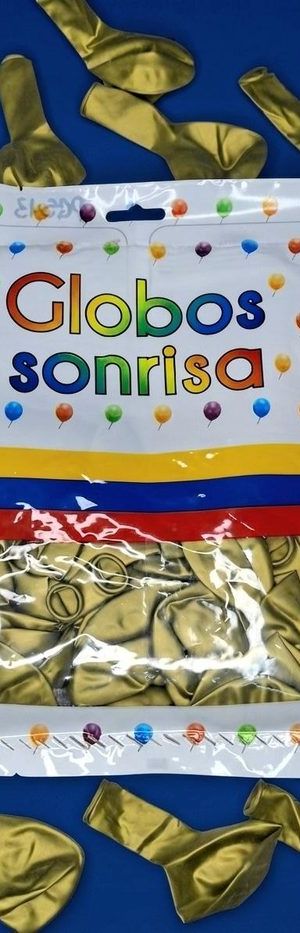 Paquete De Globos Sonrisa - Dorado Perlado