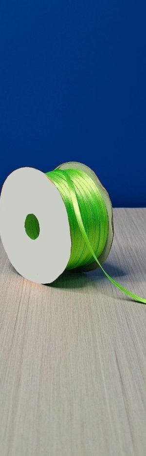 Cinta Raso #0 Verde Limon Rollo 92mts