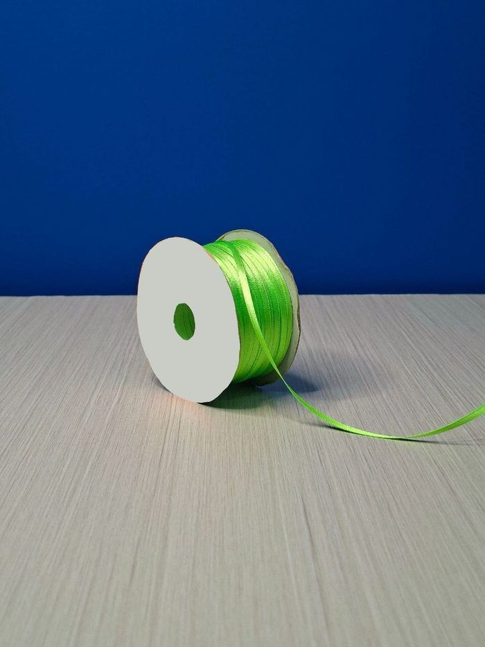 Cinta Raso #0 Verde Limon Rollo 92mts