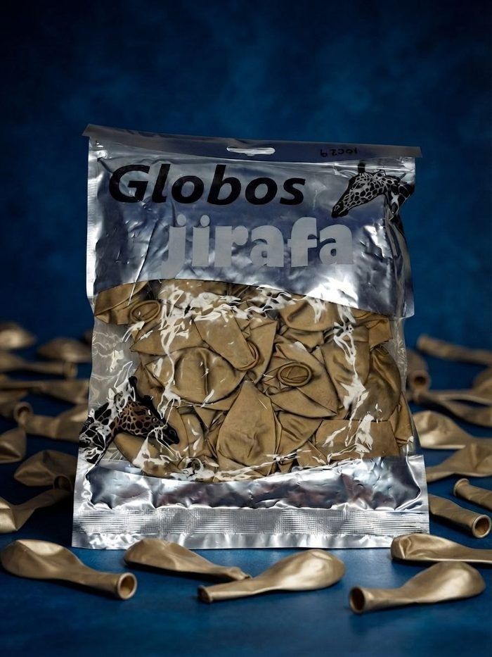 Paquete De Globos Jirafa Cromado - R10 Oro 50pz
